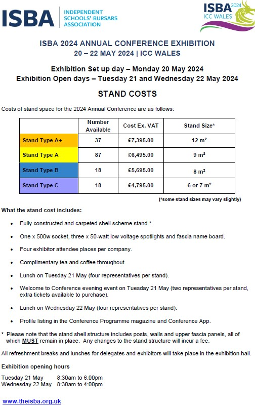 The ISBA 2024 Exhibition Floorplan and Costs